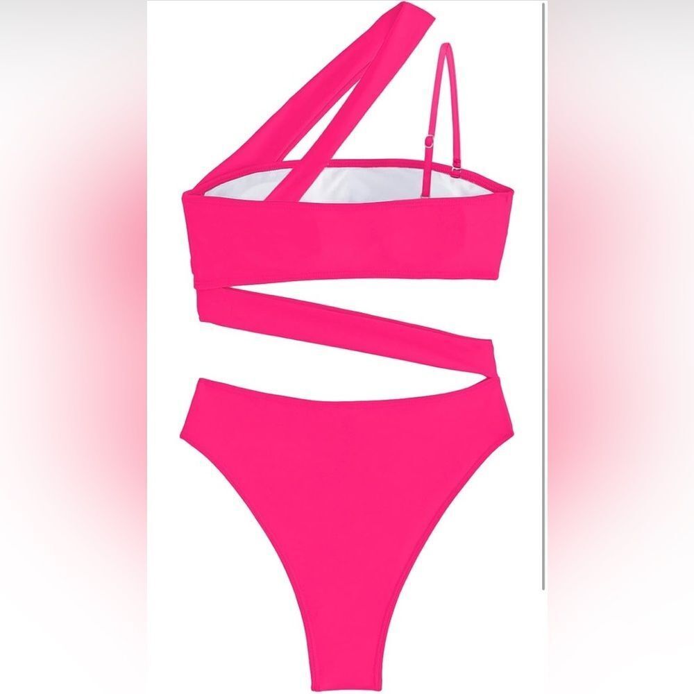 Womens Sexy Cutout One Shoulder High Cut Cheeky Thong Padded Bathing Suit XS - Picture 5 of 12